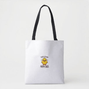 grumpy duck-this is my happy face funny  tote bag