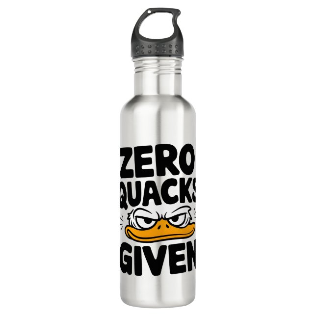Grumpy Duck "Zero Quacks Given" Funny Sarcastic 710 Ml Water Bottle (Front)
