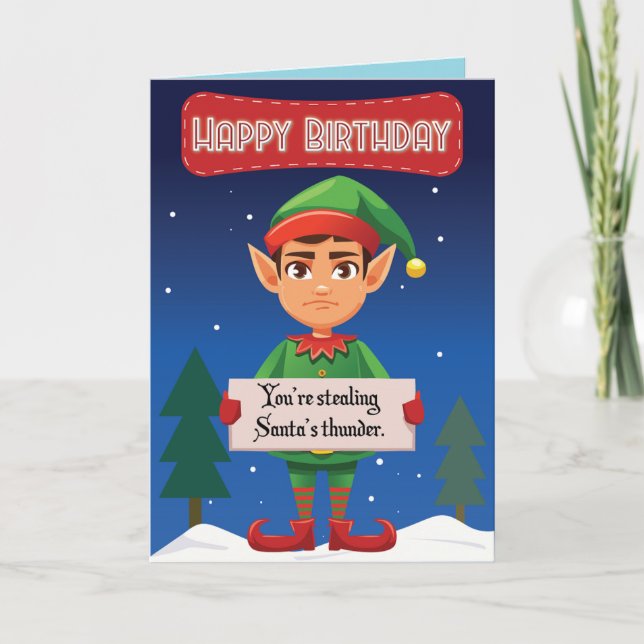 Grumpy Elf Christmas Carte d'anniversaire (Devant)