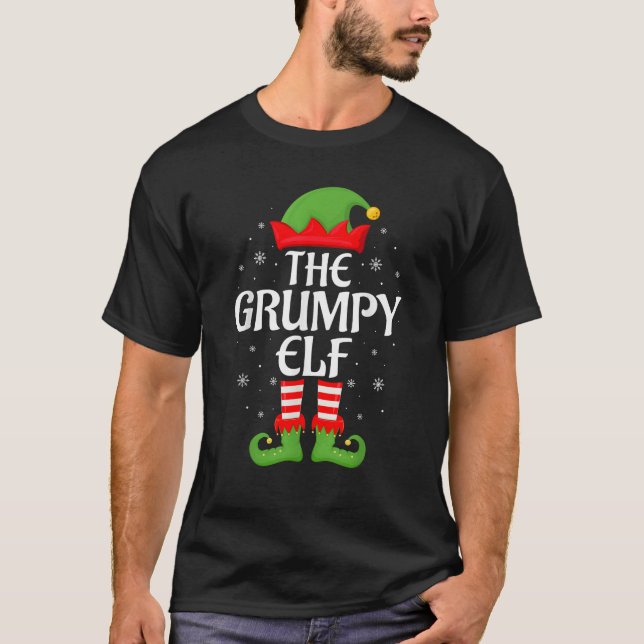 Grumpy Elf Xmas Family Matching Grandpa Elf Squad  T-Shirt (Front)