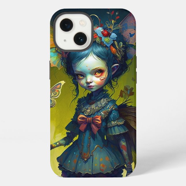 Grumpy Fairy Pixie Fantasy Art iPhone Case (Back)