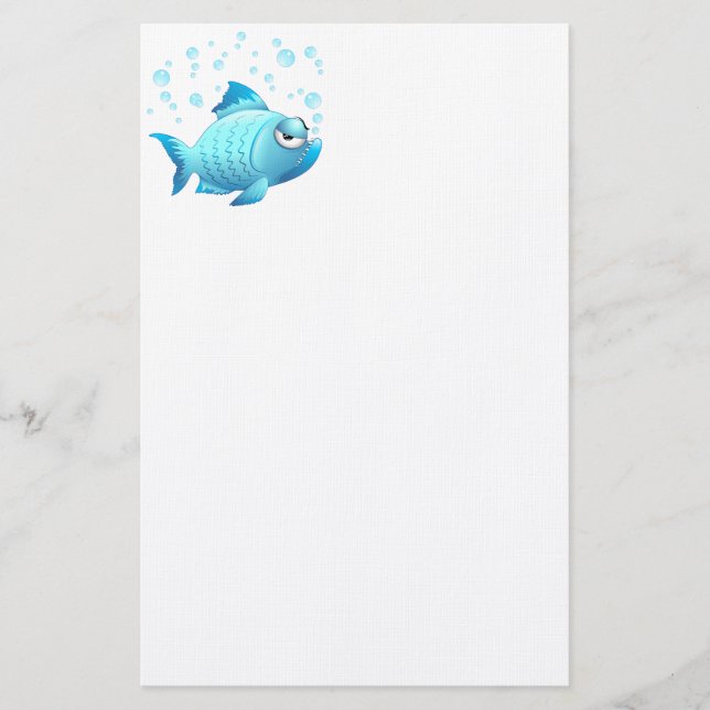 Grumpy Fish Cartoon Stationery (Front)