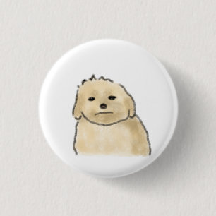 Grumpy Fluffy Cream Dog Funny Gift 1 Inch Round Button