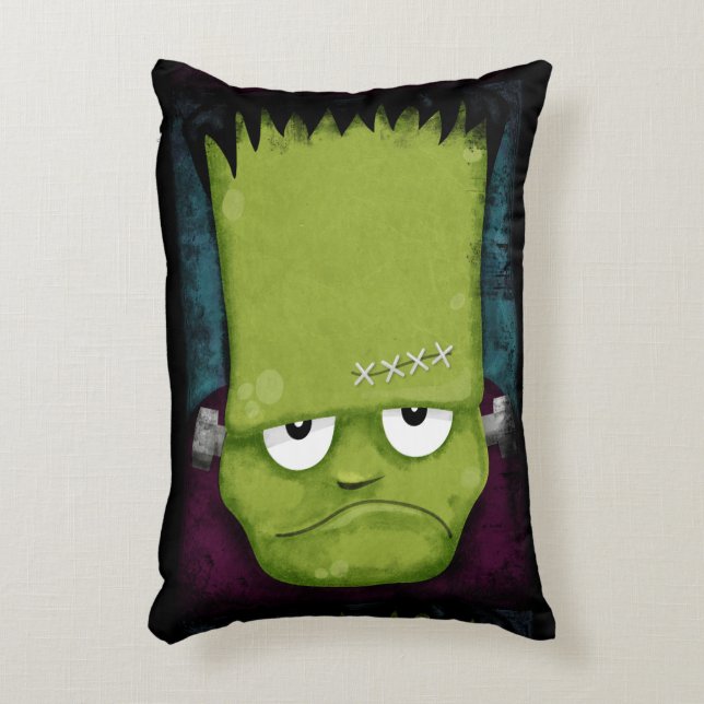 Grumpy Frankenstein's Monster Halloween Accent Pillow (Front(Vertical))
