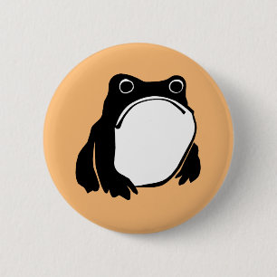 Grumpy Frog drawing Japanese art by Matsumoto Hoji 2 Inch Round Button