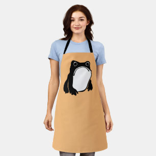Grumpy Frog drawing Japanese art by Matsumoto Hoji Apron