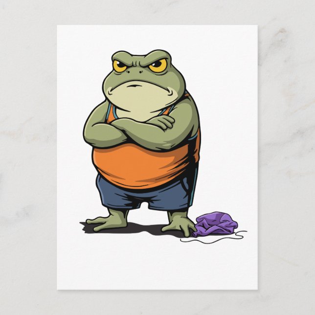 Grumpy Frog Funny Cartoon Frog Postcard (Front)