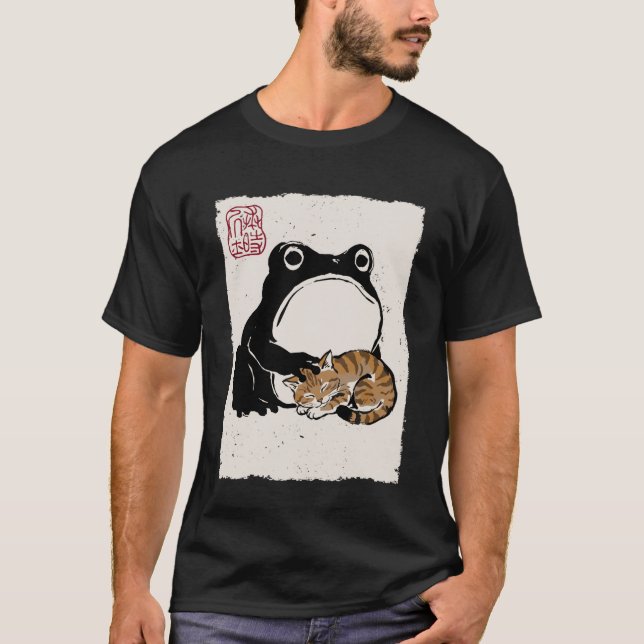 Grumpy Frog Funny Cat Sleeping Cute Cat Mom Anime  T-Shirt (Front)