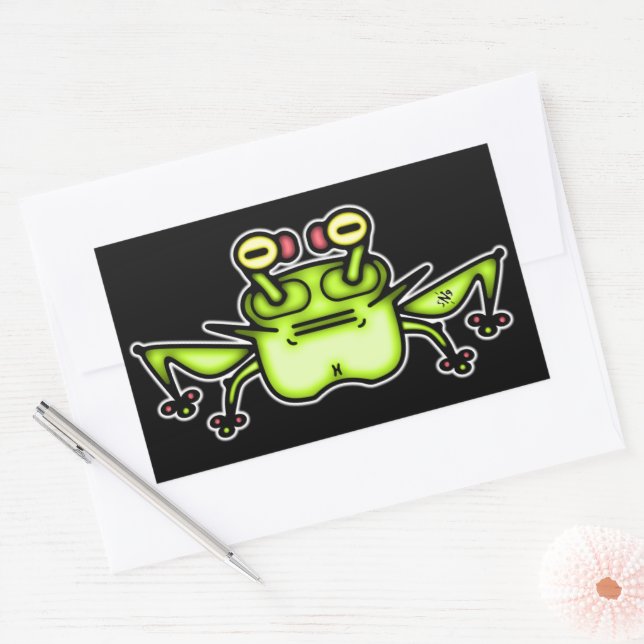 Grumpy Frog Weird Cartoon Creature Sticker (Envelope)