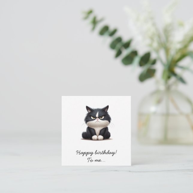 Grumpy funny cat Happy birthday Card (Standing Front)