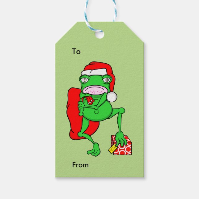 Grumpy Funny Christmas frog Gift Tags (Front)