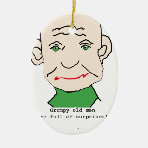 Grumpy Funny Old Man Ceramic Ornament