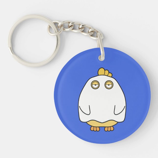 Grumpy Ghost Chick Keychain (Front)