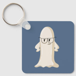 Grumpy Ghost with Glasses Keychain