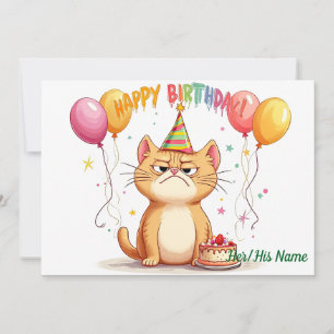 Grumpy Ginger Cat Birthday Humour Card