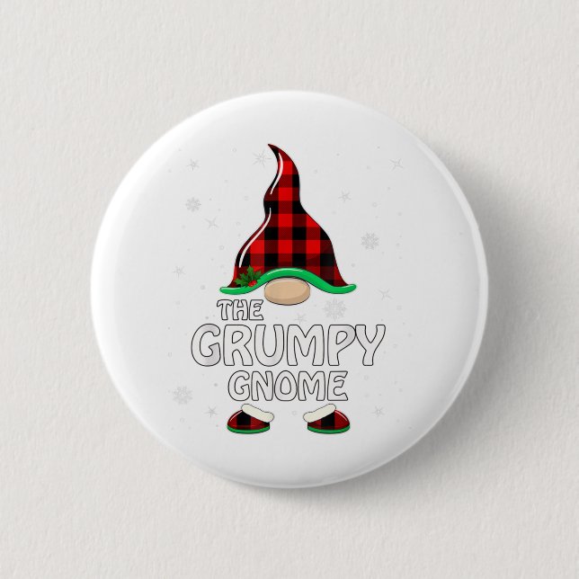 Grumpy Gnome Buffalo Plaid Matching Family Christm 2 Inch Round Button (Front)