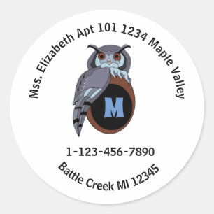 Grumpy Grandpa Scop Owl Emergency Contact Info Key Classic Round Sticker