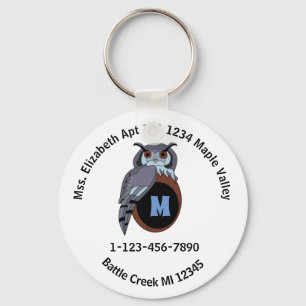 Grumpy Grandpa Scop Owl Emergency Contact Info Key Keychain