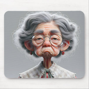 Grumpy Granny Look Mouse Pad