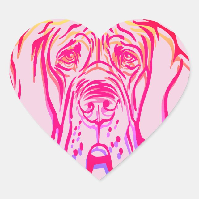 Grumpy Great Dane Psychedelic Heart Sticker (Front)