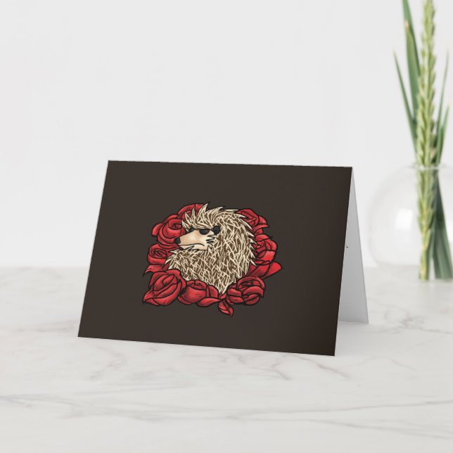 Grumpy Hedgehog Love Thank You Card (Front)