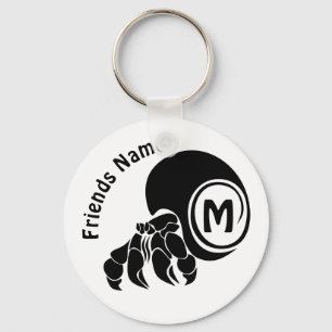 Grumpy Hermit Crab Silhouette Monogram Keychain