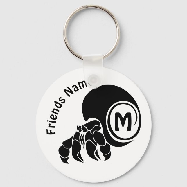 Grumpy Hermit Crab Silhouette Monogram Keychain (Front)