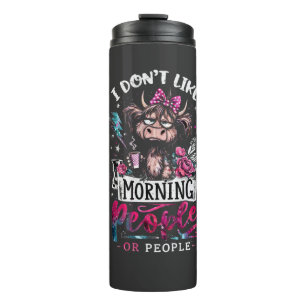 Grumpy Highland Cow Morning Mood with Coffee Thermal Tumbler