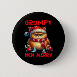 Grumpy Is The New Merry Christmas Cat Sarcastic Cu 2 Inch Round Button