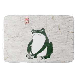 Grumpy Japanese Frog Toad 19th Century Bath Mat