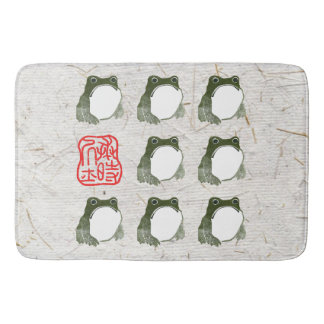 Grumpy Japanese Frog Toad 19th Century Bath Mat