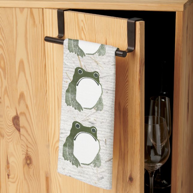 Grumpy Japanese Frog Toad 19th Century  Kitchen Towel (Thirds Fold)