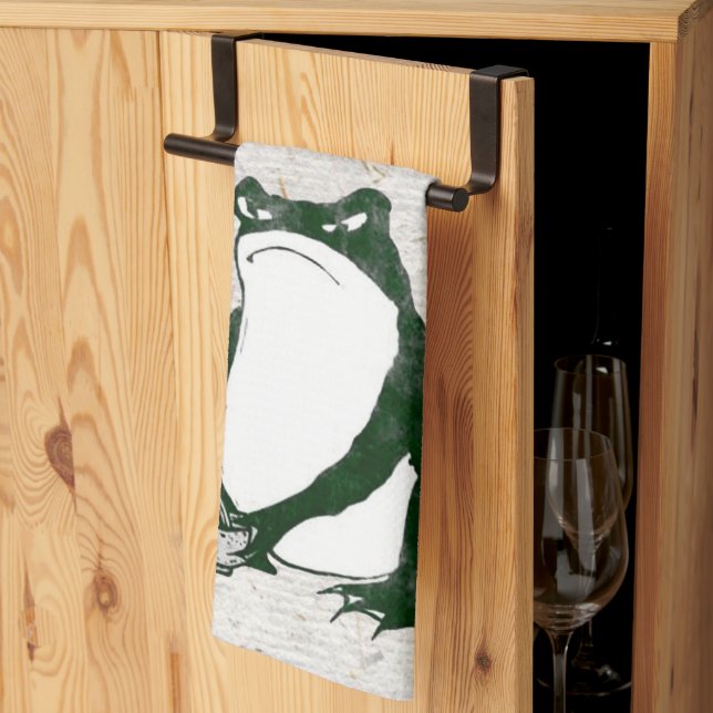 Grumpy Japanese Frog Toad 19th Century  Kitchen Towel (Thirds Fold)