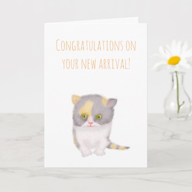 Grumpy Katie new kitten congratulations card (Small Plant)