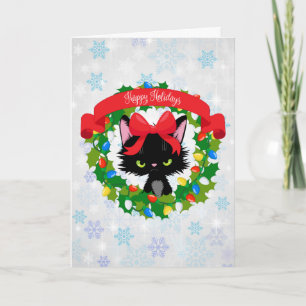 Grumpy Kitty Bah Humbug Personalize Name Christmas Holiday Card