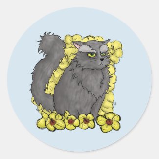 Grumpy Kitty Round Sticker