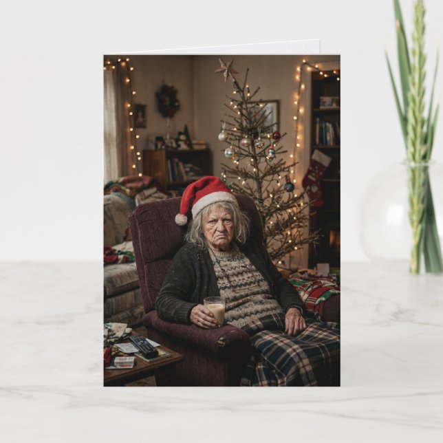 Grumpy Lady Sarcastic Christmas Card (Front)