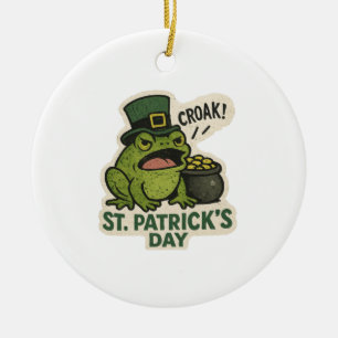 Grumpy Leprechaun Frog St.Patrick's Day Ceramic Ornament