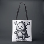Grumpy Little Dino Tote Bag<br><div class="desc">Don't let the size fool you—this little dino has a big personality! Featuring a "grumpy but cute" cartoon dinosaur with steam coming out of its ears, this design is perfect for toddlers, teens, or anyone having one of "those" days. A fun, expressive piece for dinosaur lovers and fans of Japanese-style...</div>