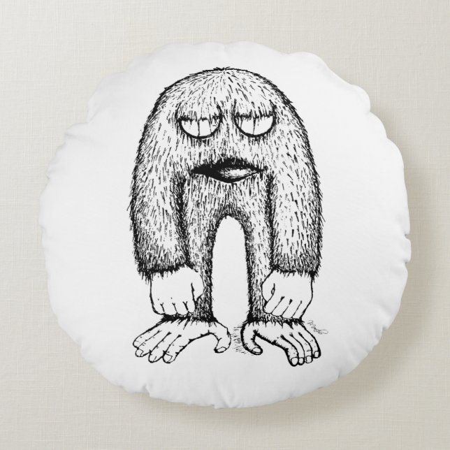 Grumpy Little Monster Indie Art Pillow (Front)