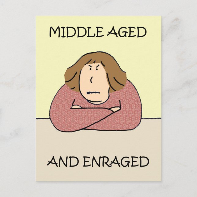Grumpy Middle Aged Lady, Cartoon Humour. Postcard (Front)