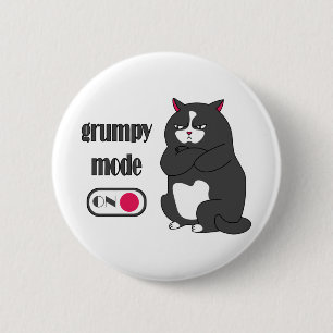 Grumpy mode on funny fat cat 2 inch round button