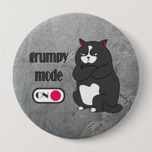 Grumpy mode on funny fat cat  4 inch round button
