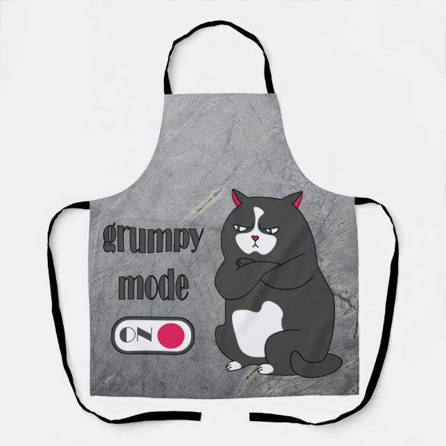Grumpy mode on funny fat cat  apron (Front)