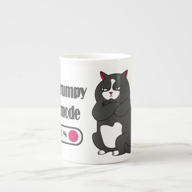 Grumpy mode on funny fat cat   bone china mug (Front)