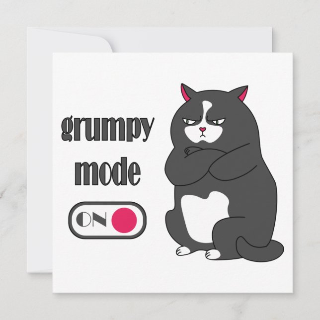 Grumpy mode on funny fat cat Card (Front)