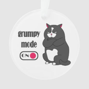 Grumpy mode on funny fat cat ceramic ornament