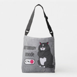 Grumpy mode on funny fat cat crossbody bag