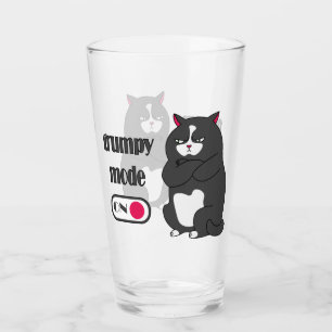 Grumpy mode on funny fat cat  glass