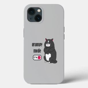 Grumpy mode on funny fat cat iPhone 13 case